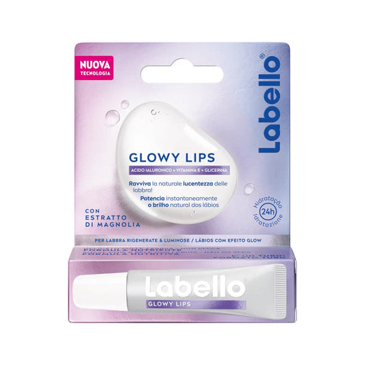 Labello Glowy Lips Per Labbra Secche Ultra-Idratante Acido Ialuronico + Vitamina E + Glicerina 10ml