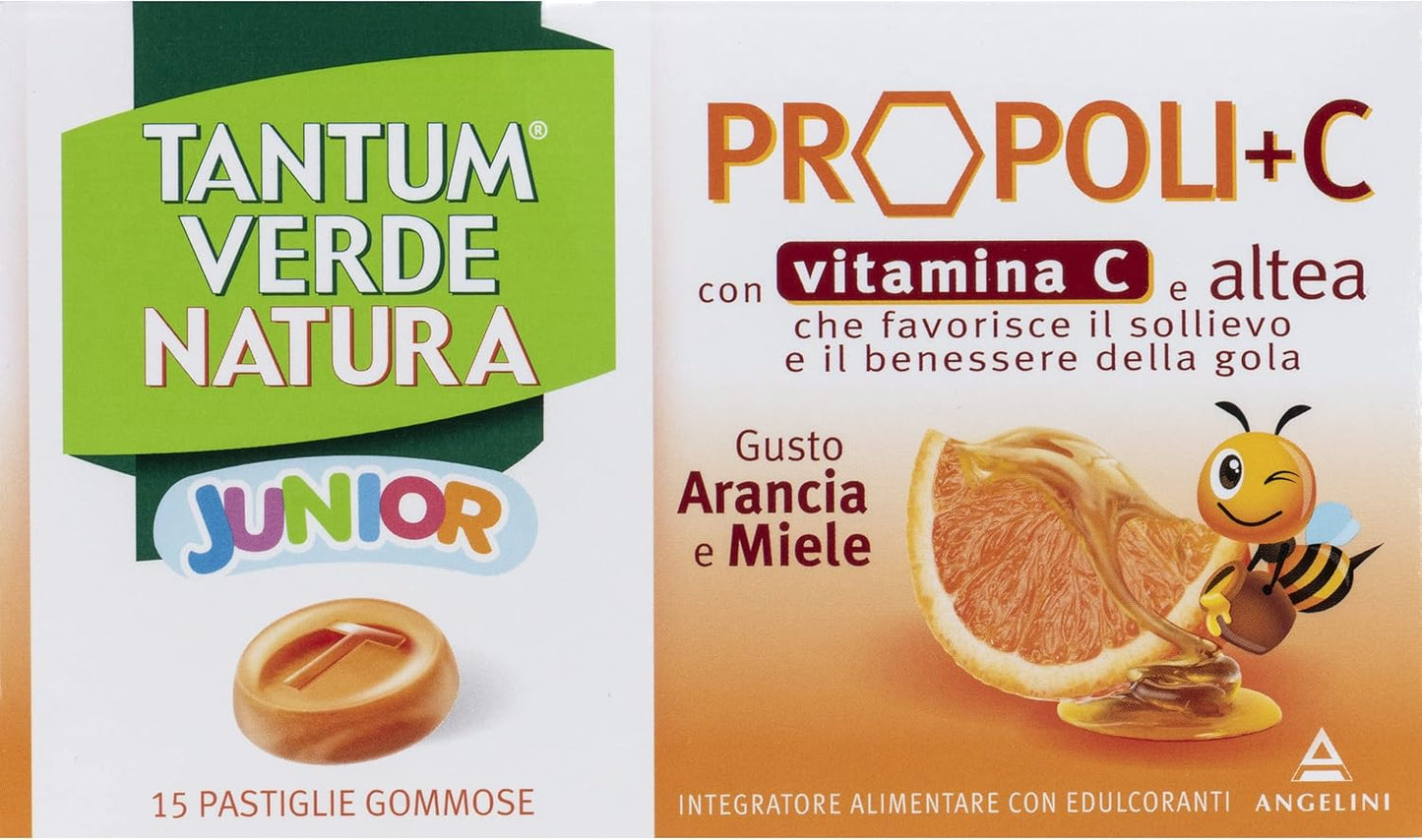 Tantum Verde Natura Junior Arancia e Miele 15 Pastiglie Gommose