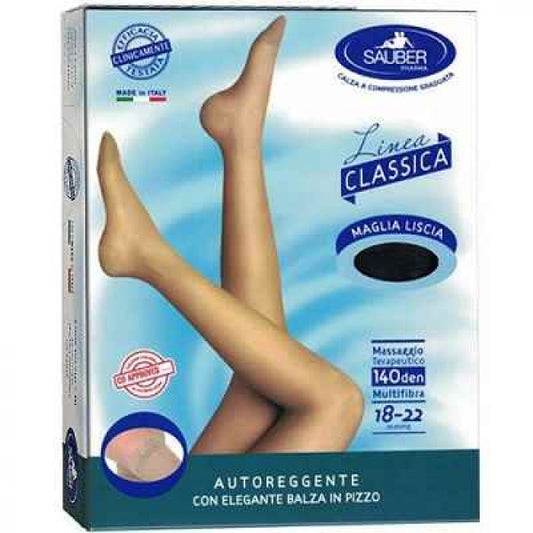 SAUBER CLASSICO AUTOREGGENTI 140 DENARI MAGLIA LISCIA NERO TAGLIA 3