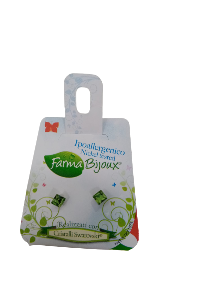 ORECCHINO CARRE' 4MM PERIDOT