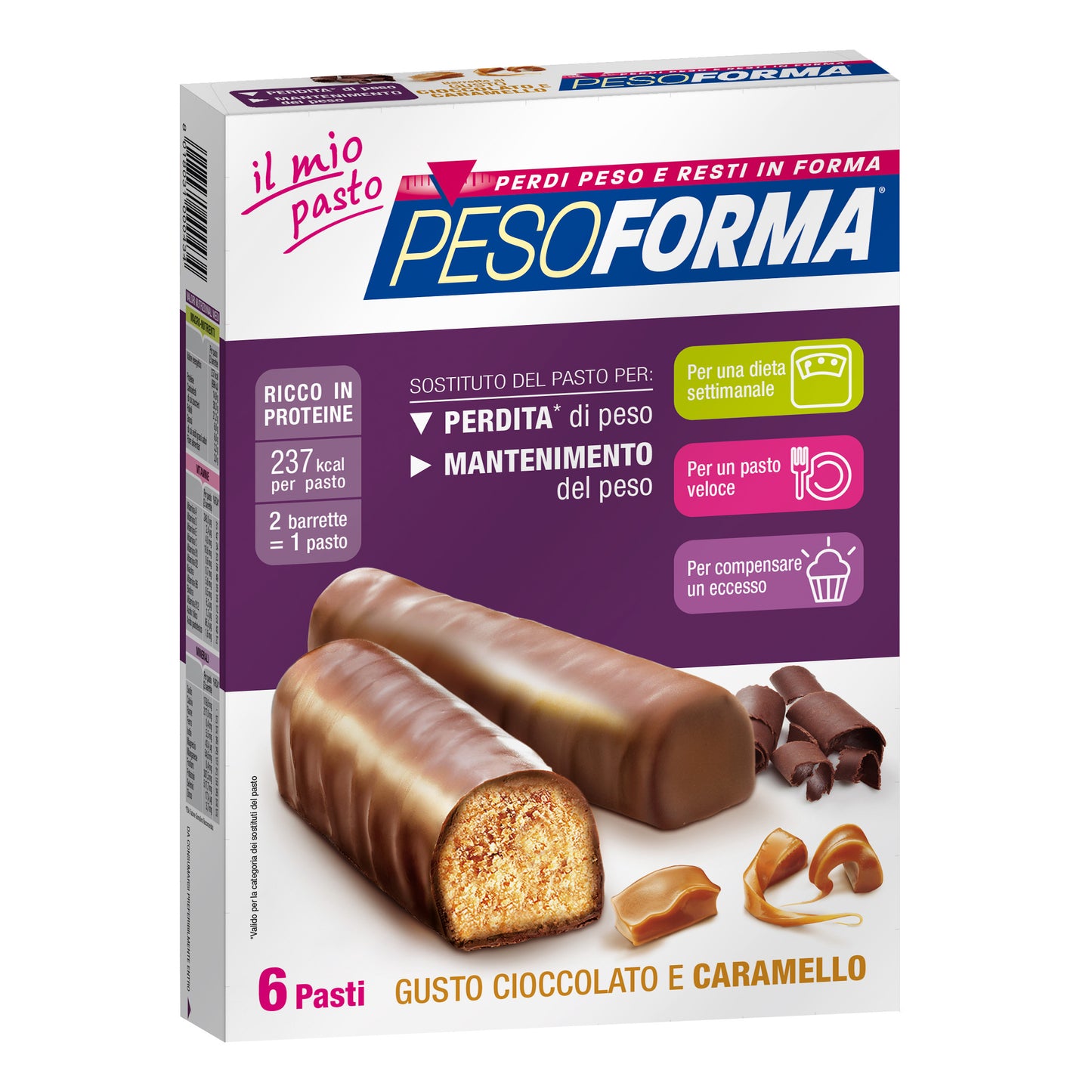 PESOFORMA BARRETTE GUSTO CIOCCOLATO E CARAMELLO 12 PEZZI