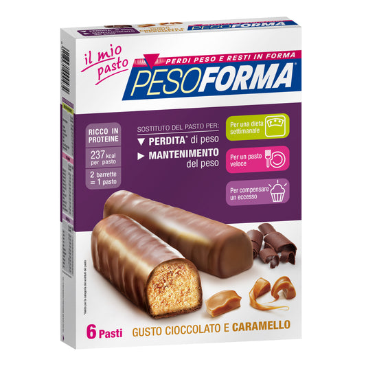 PESOFORMA BARRETTE GUSTO CIOCCOLATO E CARAMELLO 12 PEZZI