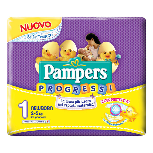 PAMPERS PROGRESSI SENSITIVE NEWBORN (2 - 5 KG) 28 PEZZI