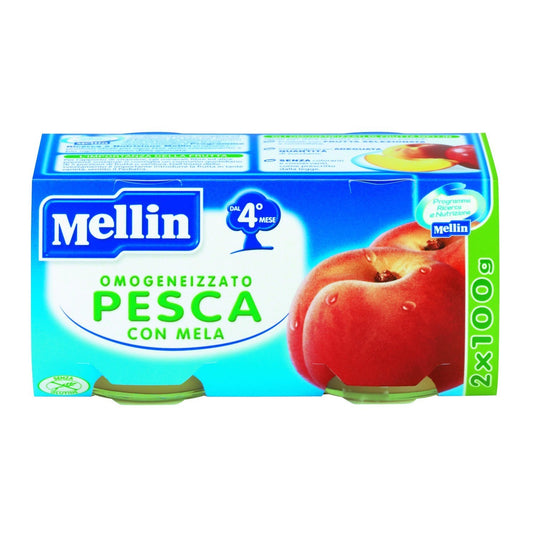 MELLIN OMOGENEIZZATO PESCA MELA 2X100 GRAMMI