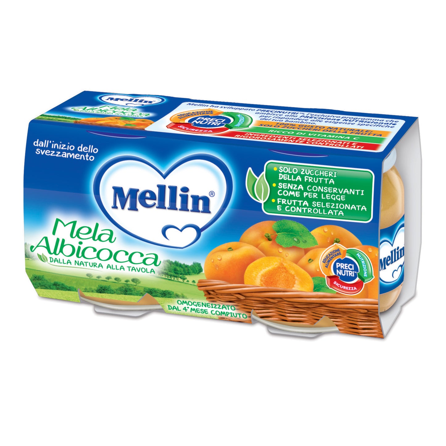 MELLIN OMOGENEIZZATO MELA E ALBICOCCA 2X100 GRAMMI