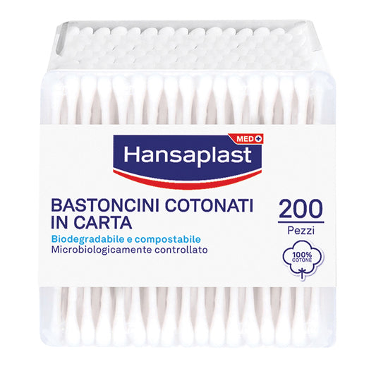 Hansaplast Bastoncini Cotonati Cotton Fioc Per il Kit Pronto Soccorso Casalingo 200 Pezzi