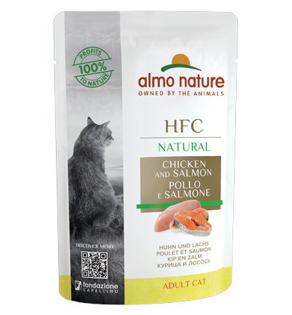 Almo Nature HFC Natural Gusto Pollo&Salmone Cibo Umido Gatti Adulti Busta 55g