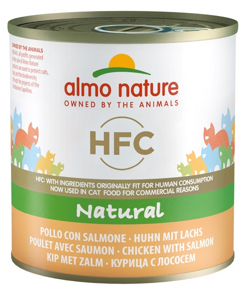 Almo Nature HFC Natural Pollo con Salmone Alimento Umido Gatti Adulti Lattina 280g
