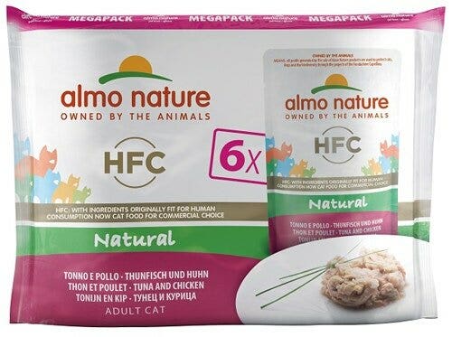 Almo Nature HFC Natural Megapack Cibo Umido Tonno E Pollo Per Gatti Adulti 6x55g