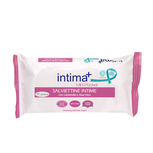 Intima+ Salviette Intime Camomilla/Aloe Vera Mini Pocket 15 Pezzi