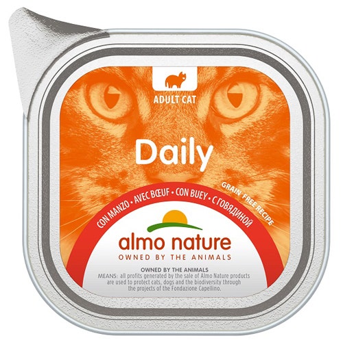 Almo Nature Daily Menù Cibo Umido Con Manzo Per Gatti Adulti Vaschetta 100g