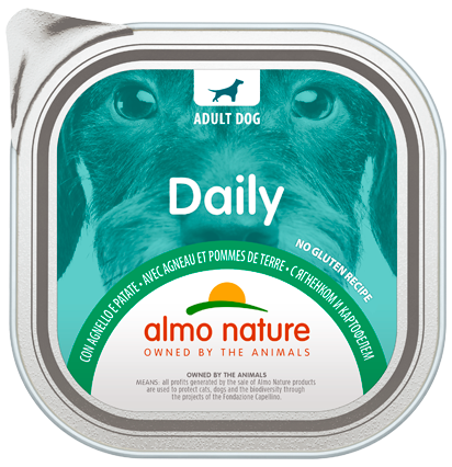Almo Nature Daily Menù Cibo Umido Agnello/Patate Per Cani Adulti Vaschetta 100g