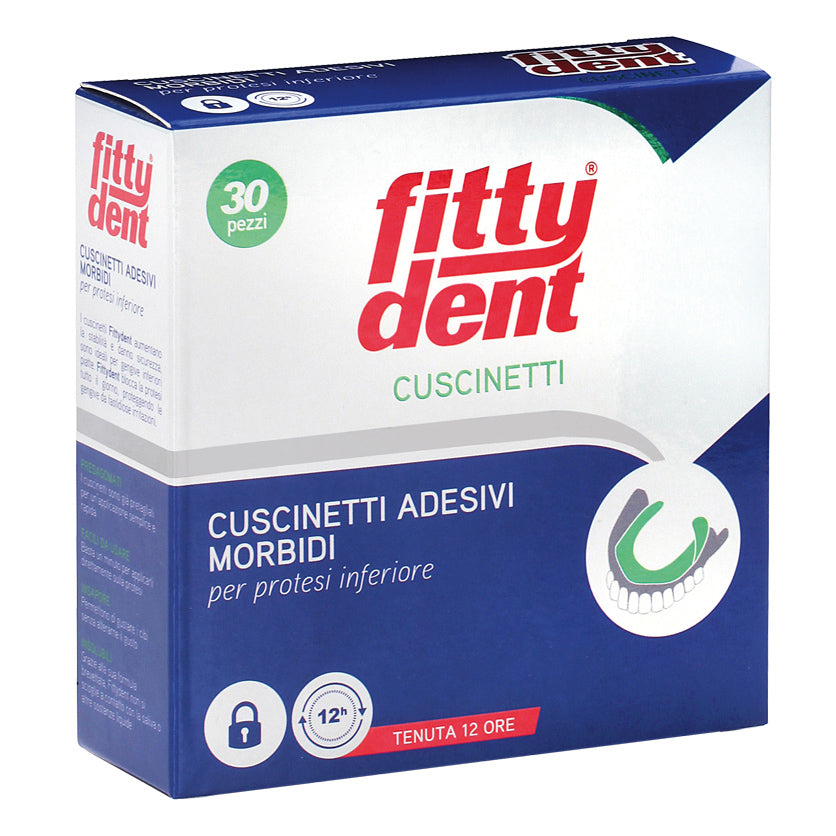FITTYDENT CUSCINETTI ADESIVI MORBIDI PER PROTESI INFERIORE 30 PEZZI OFFERTA SPECIALE