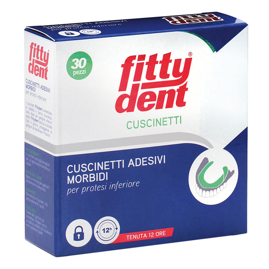 FITTYDENT CUSCINETTI ADESIVI MORBIDI PER PROTESI INFERIORE 30 PEZZI OFFERTA SPECIALE