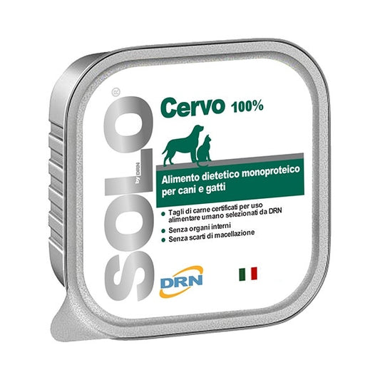 Drn Solo Cervo Alimento Dietetico Monoproteico Umido Per Cani/Gatti 100g