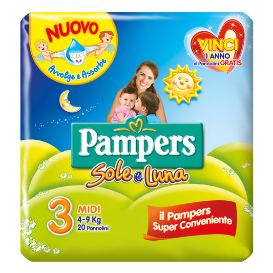 PAMPERS SOLE & LUNA TAGLIA MIDI (4-9KG) 20 PEZZI