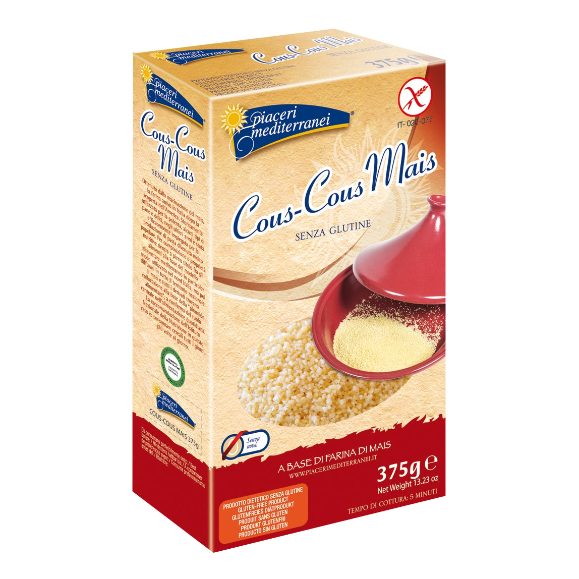 PIACERI MEDITERRANEI Cous Cous Mais 375g