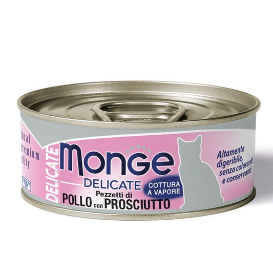 Monge Delicate Pezzetti Di Pollo Con Prosciutto Cibo Umido Per Gatti Adulti 80g