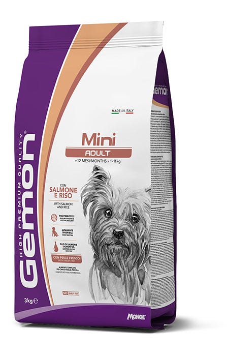 Gemon Mini Adult Salmone e Riso Cibo Secco Cani Adulti Taglia Mini Sacco 3kg