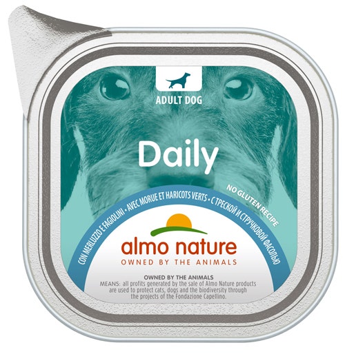 Almo Nature Daily Menu Cibo Umido Merluzzo E Fagiolini Cani Adulti Vaschetta 100g