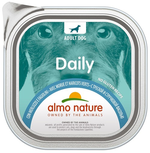 Almo Nature Daily Menu Cibo Umido Merluzzo E Fagiolini Cani Adulti Vaschetta 300g
