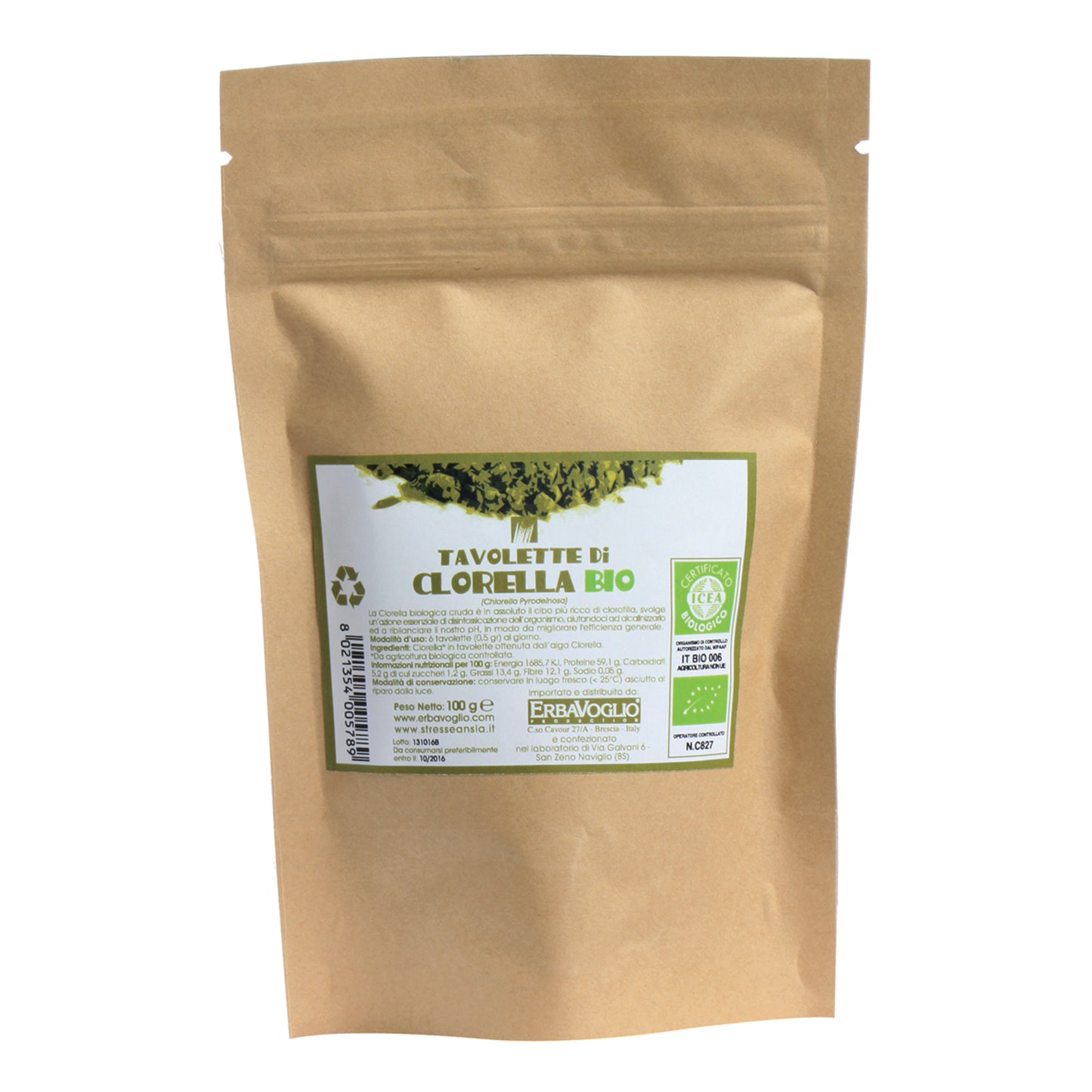Erbavoglio Tavolette Di Clorella Bio 100g