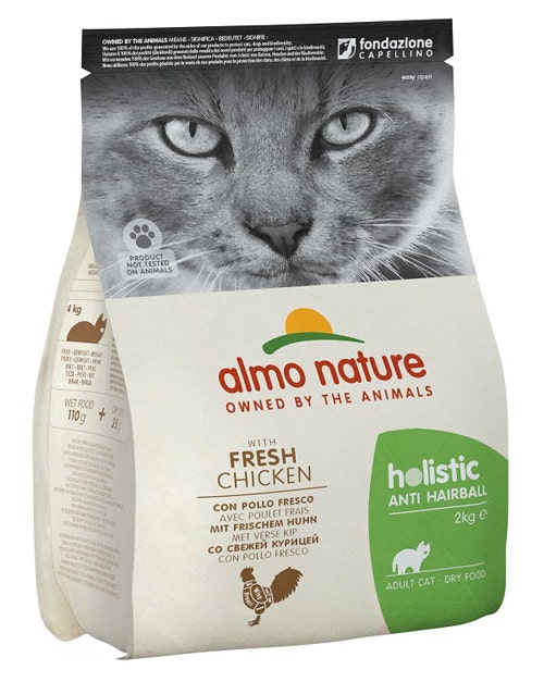 Almo Nature Holistic Anti Hairball Cibo Secco Con Pollo Fresco Per Gatti Adulti Sacco 2kg