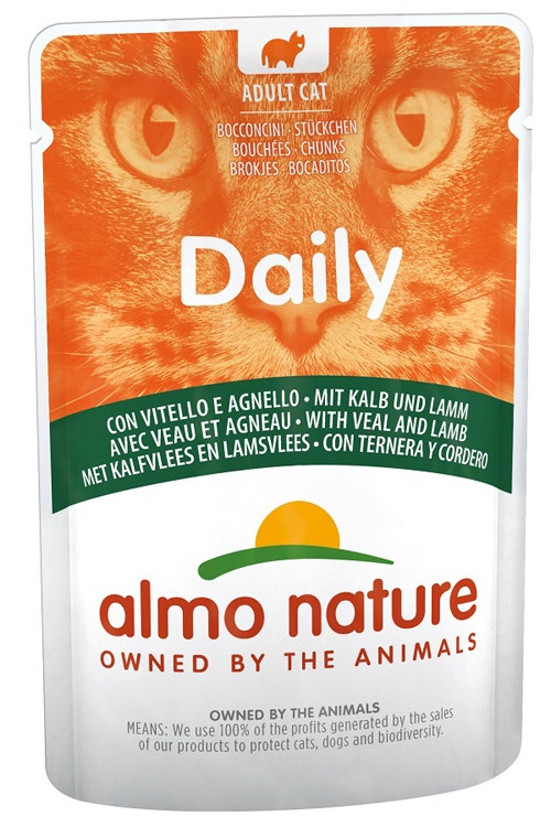 Almo Nature Daily Cibo Umido Con Vitello E Agnello Gatti Adulti Bustina 70g