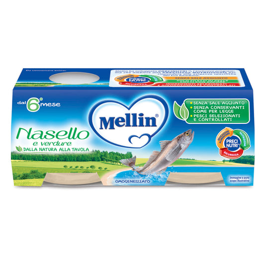 MELLIN OMOGENEIZZATO NASELLO 2X80 GRAMMI