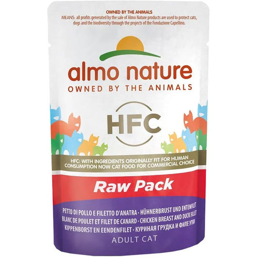 Almo Nature Classic Umido Per Gatti Petto Di Pollo E Filetto D'Anatra Raw Pack 55g