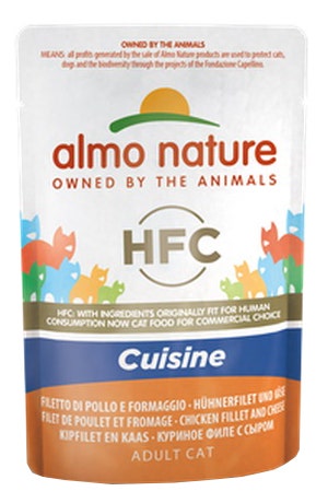 Almo Nature HFC Cuisine Cibo Umido Filetto di Pollo E Formaggio Gatti Adulti Bustina 55g