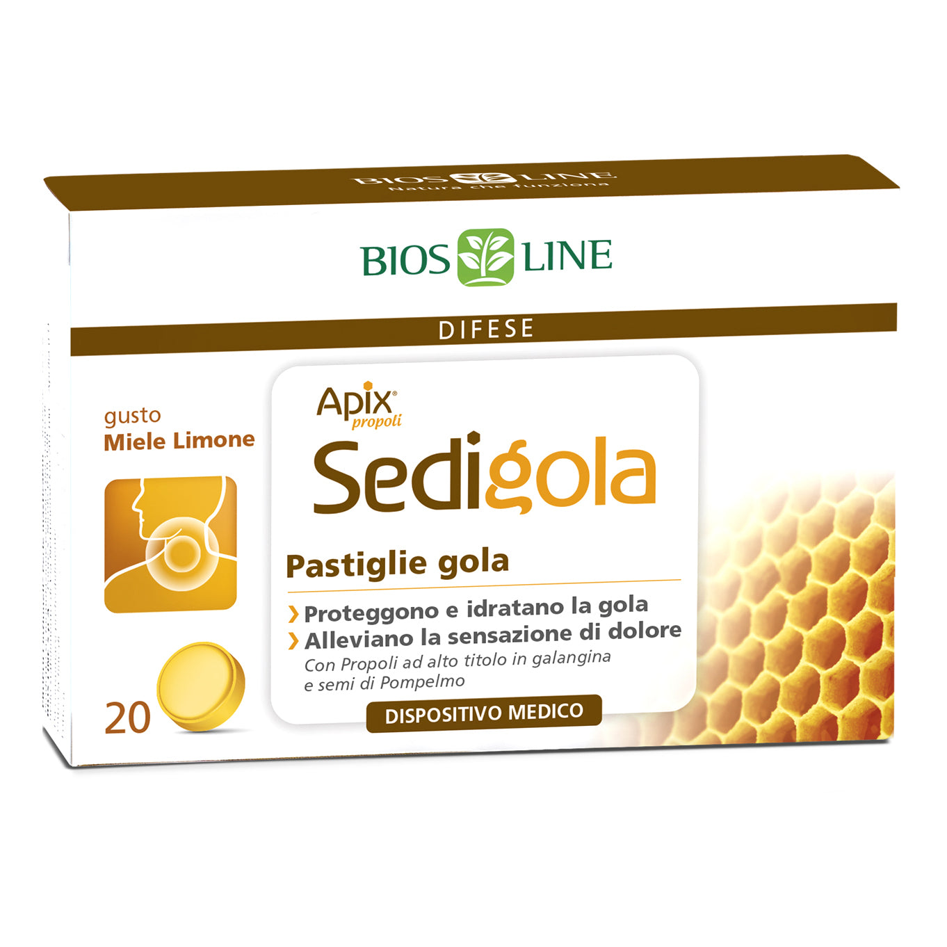 APIX PROPOLI SEDIGOLA 20 PASTIGLI GOLA GUSTO MIELE E LIMONE