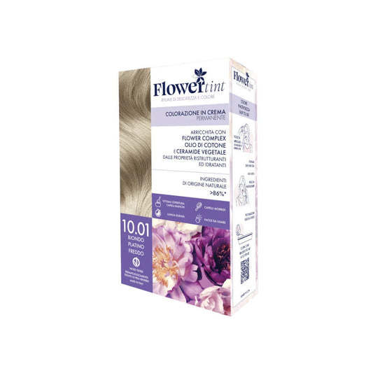 Flowertint Colorazione In Crema Permanente Colore 10,01 Biondo Platino Freddo