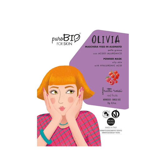 Purobio Olivia Maschera Peel-Off Pelle Grassa Acido Ialuronico Frutti Rossi 13g