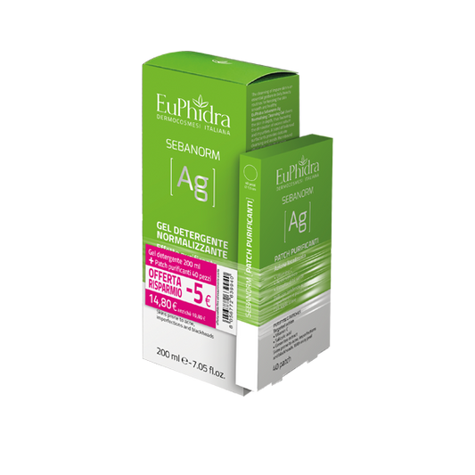 Euphidra Sebanorm Ag Gel Detergente 200ml + Patch Purificanti 40 Pezzi