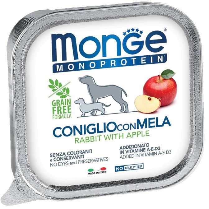 Monge Monoprotein Coniglio Con Mela Cibo Umido Per Cani Adulti 150g