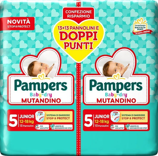 Pampers Baby Dry Pannolino Mutandina Junior Duo 26 Pezzi