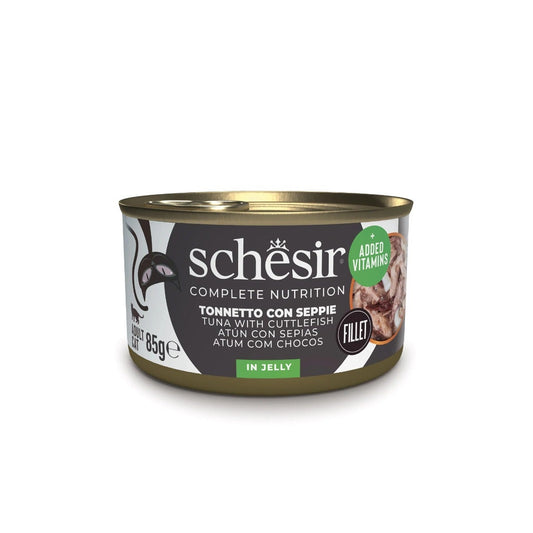 Schesir Tonnetto Con Seppie In Gelatina Cibo Umido Gatti Adulti Lattina 85g