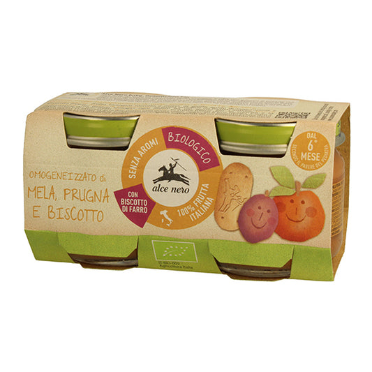 Omogeneizzato Mela Prugna E Biscotto Baby Food Bio 6M+ 2x80g