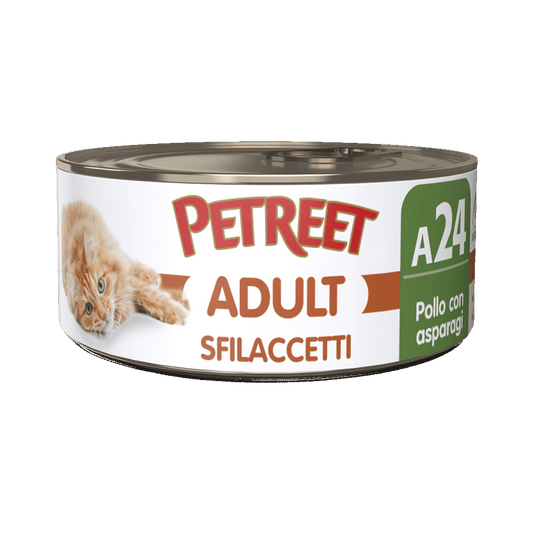 Petreet Adult Sfilaccetti Di Pollo Con Asparagi Per Gatti Lattina 70g