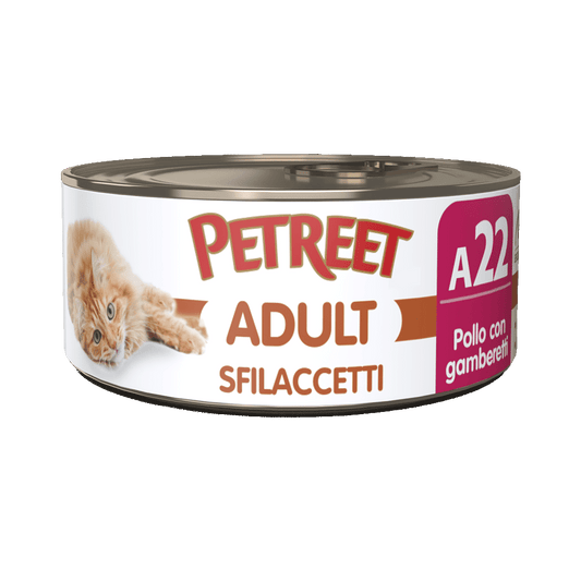 Petreet Adult Sfilaccetti Di Pollo Con Gamberetti Per Gatti Lattina 70g