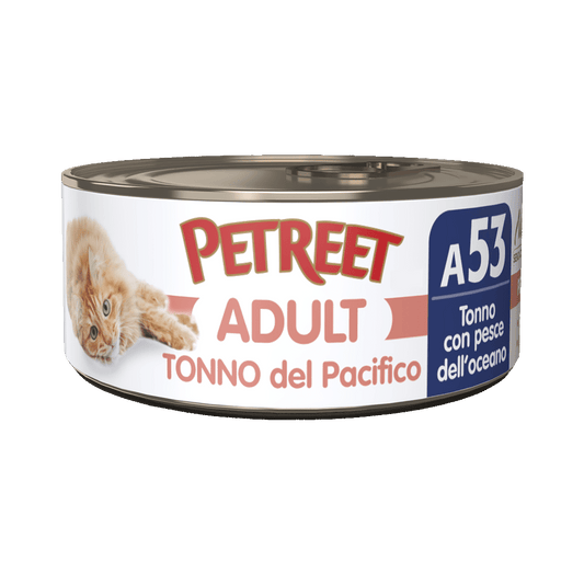 Petreet Adult Tonno Del Pacifico Con Pesce Dell'Oceano Per Gatti Lattina 70g