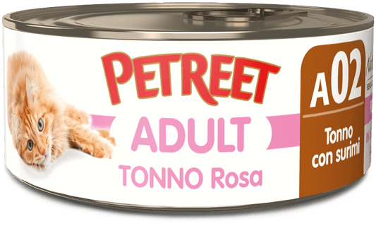 Petreet Tonno Rosa Con Surimi Aroma Granchio Cibo Umido Per Gatti Adulti 70g