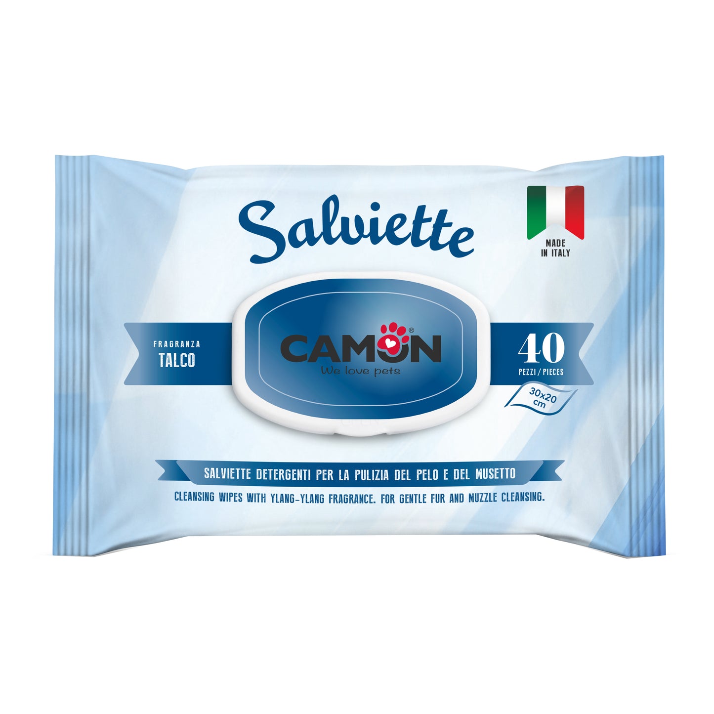 Camon Salviette Detergenti Per Cani E Gatti Talco 40 Pezzi