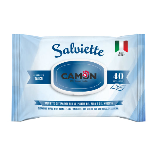 Camon Salviette Detergenti Per Cani E Gatti Talco 40 Pezzi