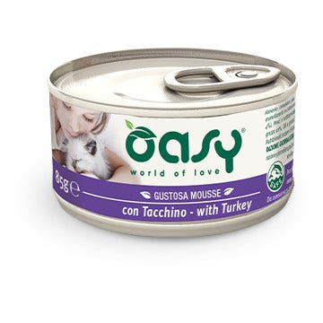 Oasy Wet Cat Mousse Con Tacchino Per Gatti Adulti Lattina 85g