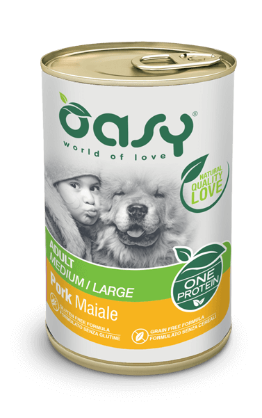 Oasy Wet Monoproteico PatÈ Di Maiale Per Cani Adulti Taglia Media/Grande 400g