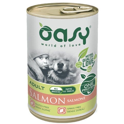 Oasy Wet Dog One Protein Salmone Cibo Umido Per Cani Adulti 400g
