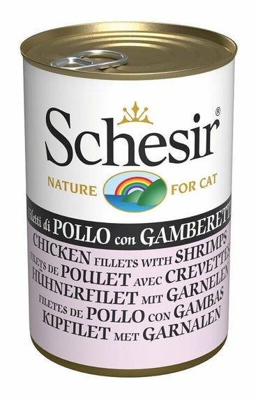 Schesir Pollo Con Gamberetti Cibo Umido Gatti Adulti Lattina 140g