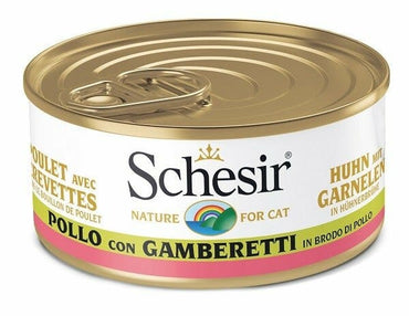 Schesir Pollo Con Gamberetti Cibo Umido Gatti Adulti Lattina 70g